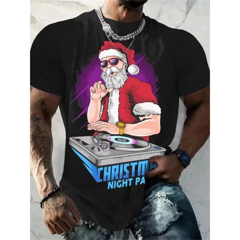 Christmas T-Shirt Funny 3d Santa Claus Print Tops Tees Mens T-Shirt Holiday Casual Harajuku Colorful Men's Clothing