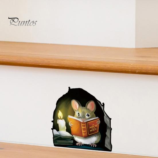 2025 Рождественская Наклейка на стену с отверстием для мыши, настенная 3D-наклейка с изображением мыши, забавная очаровательная настенная угловая наклейка для детской комнаты, рождественский декор для детской комнаты