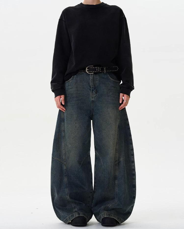 Американские Ретро Вываренные Потертые Джинсы Широкие Штанины - Унисекс Повседневный Тренд