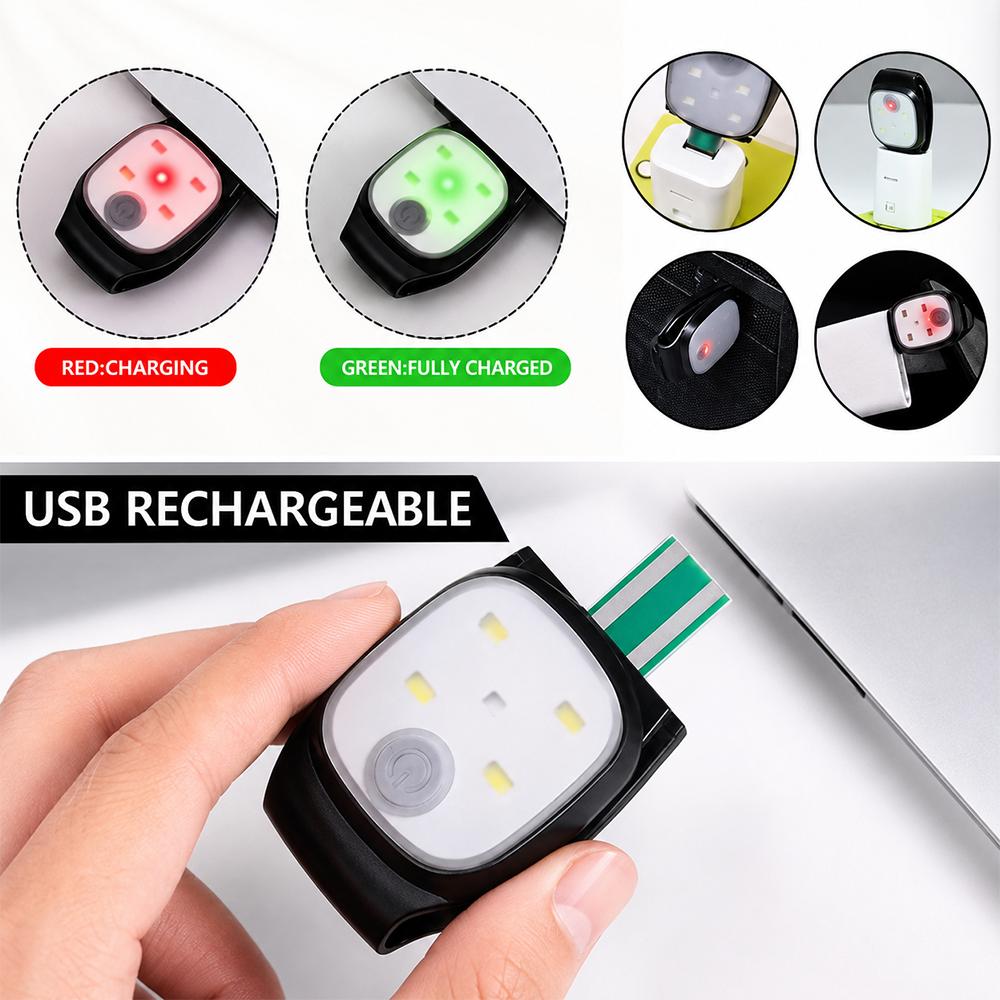 Portable Running Clip Light LED Clip Lamp On Hat Pocket Collar Outdoor Cycling Night Jogging Warning Lamp USB Rechargeable