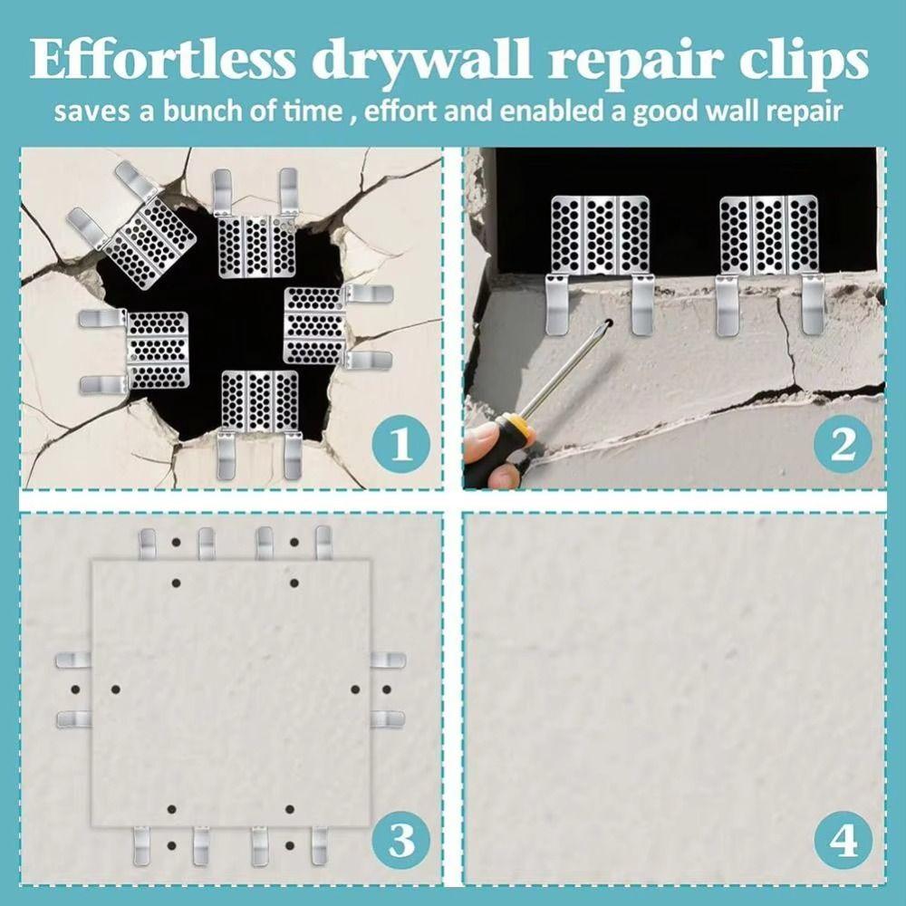 Stainless Steel Wall Patch Kit 1/2 Inch Hole Repair Patch Patch Kit Wall Repair Clips Wall Repair