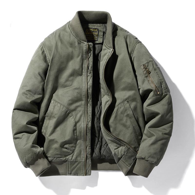Men's Military-Style Cotton Padded Flight Jacket - Retro Casual Workwear for Autumn/Winter