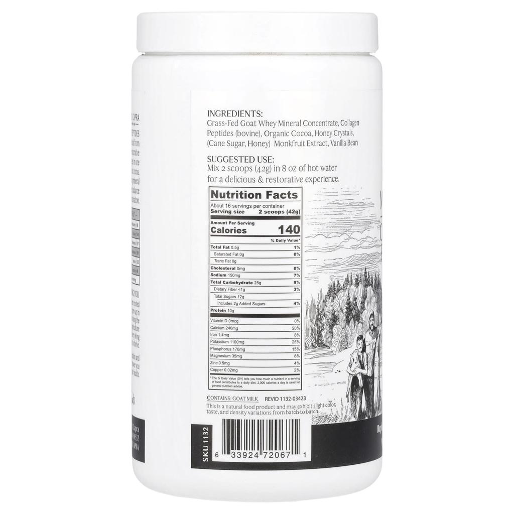 Mt. Capra Clean Minerals, Collagen Peptides, Hot Cocoa, 675G(23.8Oz)