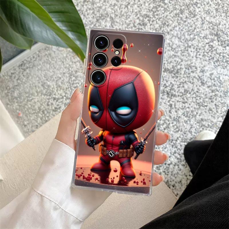 Baby Cute Marvel Groot Deadpool Transparent Case For Samsung Galaxy S26 S25 Ultra S24 S22 S26 Plus S20 S23 S21 FE 5G Clear Cover