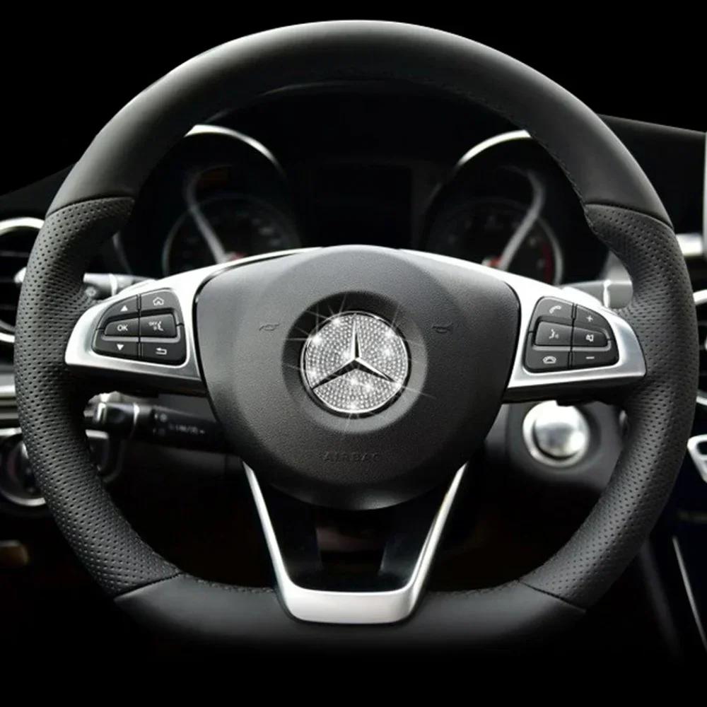 C200 E200 Новый Для Mercedes Benz 45/49 мм Автомобильный Руль Кристальный Алмазный Стикер Эмблема Для Mercedes Benz AMG A B C E S GLA CL