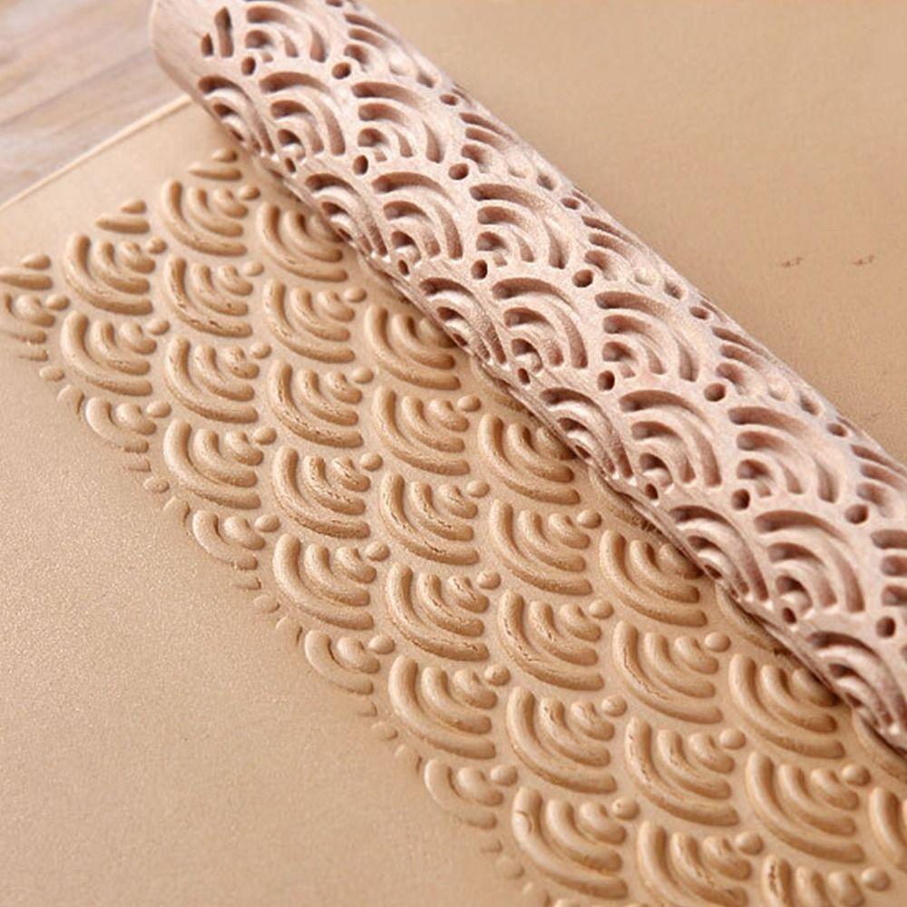 3D узор деревянный прижимной ролик DIY рельефный скалка текстура ролик для глины принадлежности для выпечки