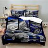 Skyline Blue Racing Spirit Speed Style 3PCS Bedding set,for 1pc Duvet Cover And 2pcs Pillowcases Perfect for Fan gift,Ideal for Bedroom, Dormitory