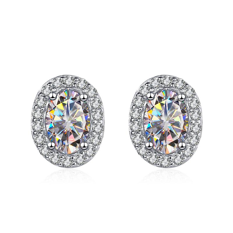 Bague Ringen Серьги-гвоздики с муассанитом и бриллиантом овальной огранки, 100% серебро 925 пробы, обещание, свадебные украшения с платиновым покрытием для женщин, свадебные украшения