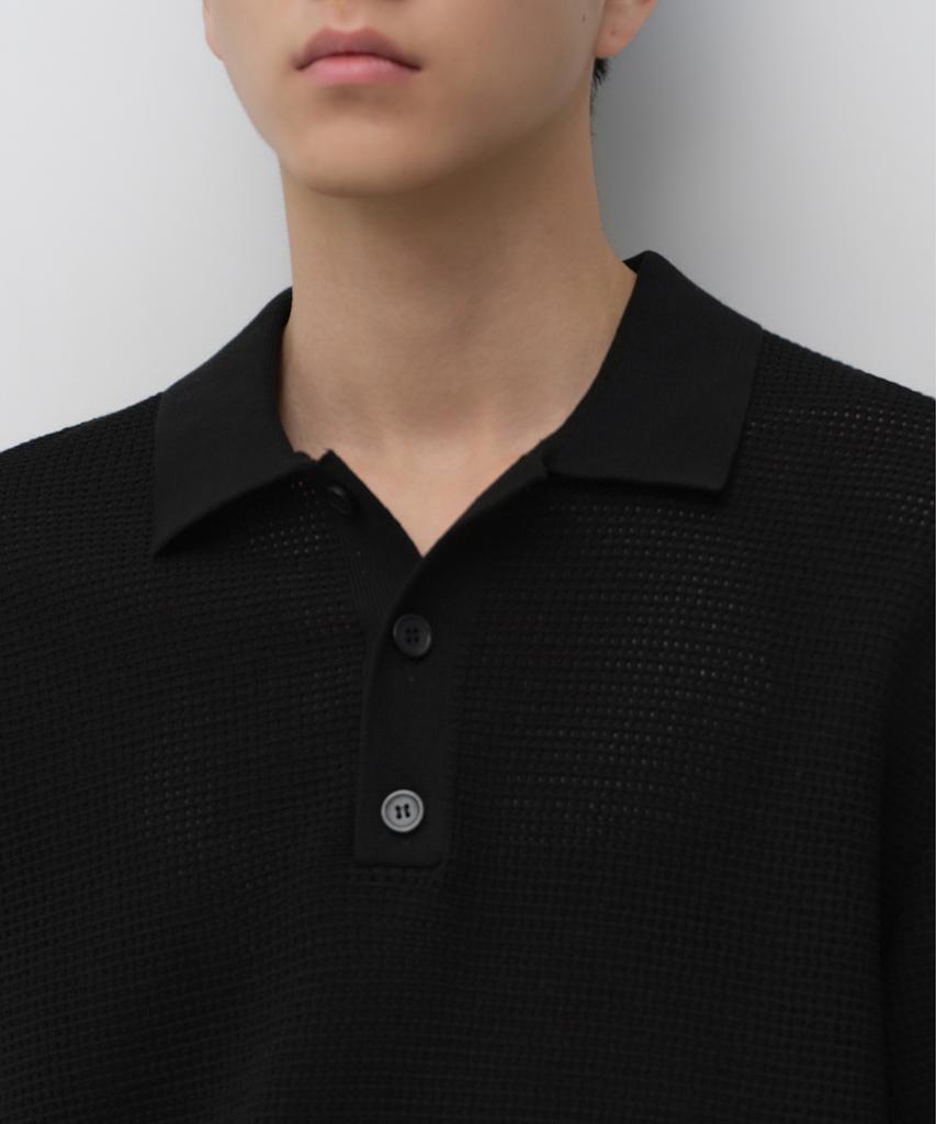 MUSINSA STANDARD Crocheted Knitted Polo Shirt [Black]