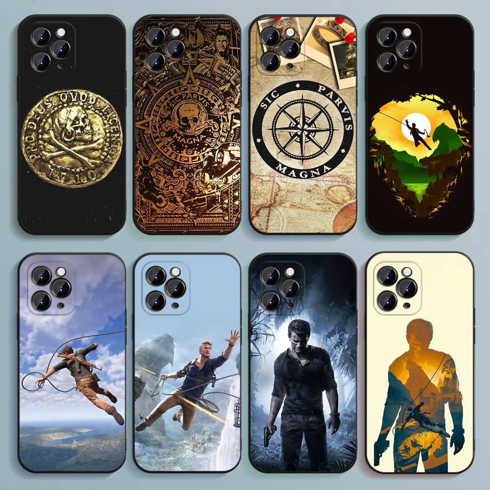 Sic Parvis Magna U-Неизведанный Чехол для Телефона для iPhone 11,12,13,14,15,16,17,Pro,Max,Plus,E,SE4,Air,Mini Черный Мягкий Чехол