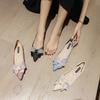 Pointed Single Shoes Women's New Shallow Mouth Rhinestone Bow Soft Sole Pregnant Women Ladyshoes Flat Beanie Shoes