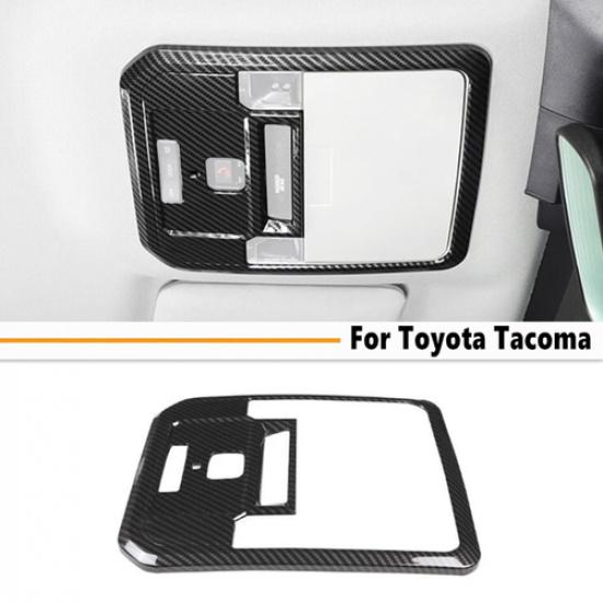 Carbon Fiber Roof Reading Light Lamp Cover Trim Fit For Toyota Tacoma 2024-2025
