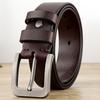 Belt Men'S Leather Pin Buckle First Layer Cowhide, Original Tide Belt Glossy Casual Young And Middle-Aged Belt Men