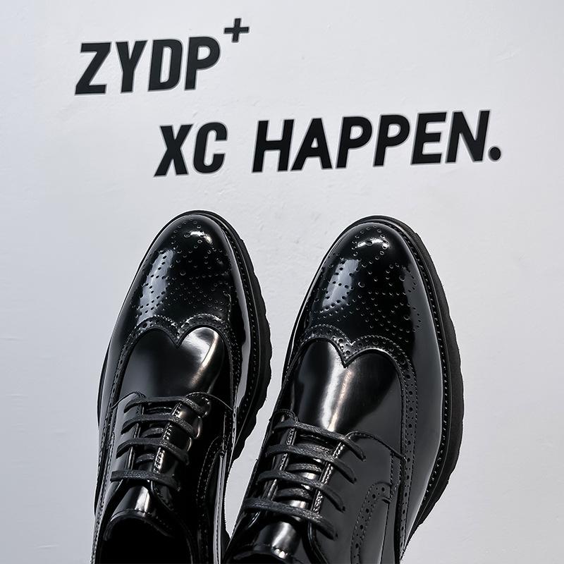 Британские кожаные туфли мужские новые деловые туфли на платформе с гравировкой Brock мужские туфли 44305-J