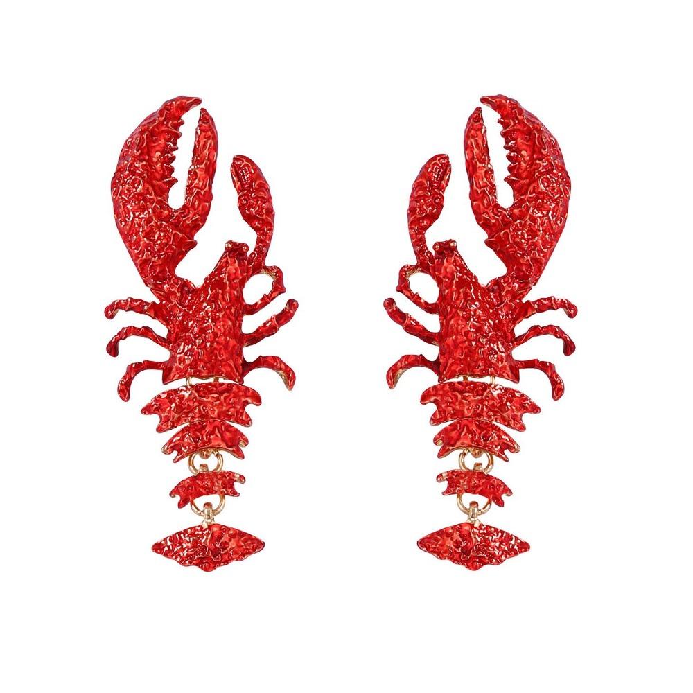 Metal Lobster Earrings Large Size Animal Drop Earrings Charm Crayfish Pendant Earrings Casual