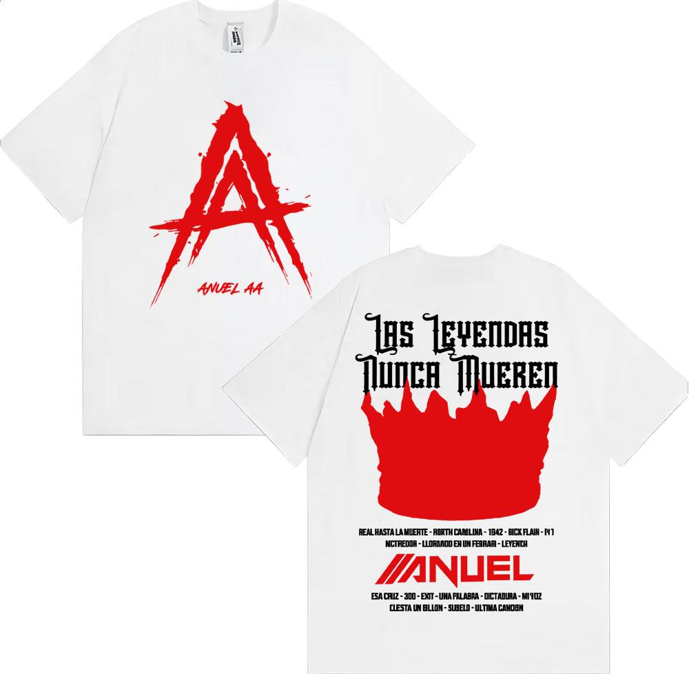 2025 Summer Anuel AA Real Hasta La Muerte Printed Tshirt Male Hip Hop Hip Hop Tshirt Cotton Casual Short Sleeve Tshirt