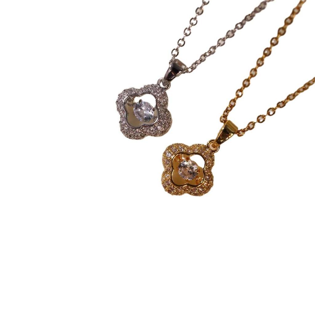 Copper-Plated Gold Four-Leaf Clover Pendant Necklace - High-End Non-Fading Luxury Accessory