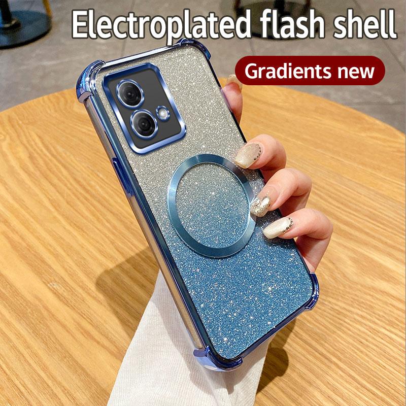 Luxury Plating Shockproof Clear Magnetic Ring Phone Case For Motorola Moto G84 G54 G82 5G G52 G71S G10 G20 G30 Glitte Soft Cover