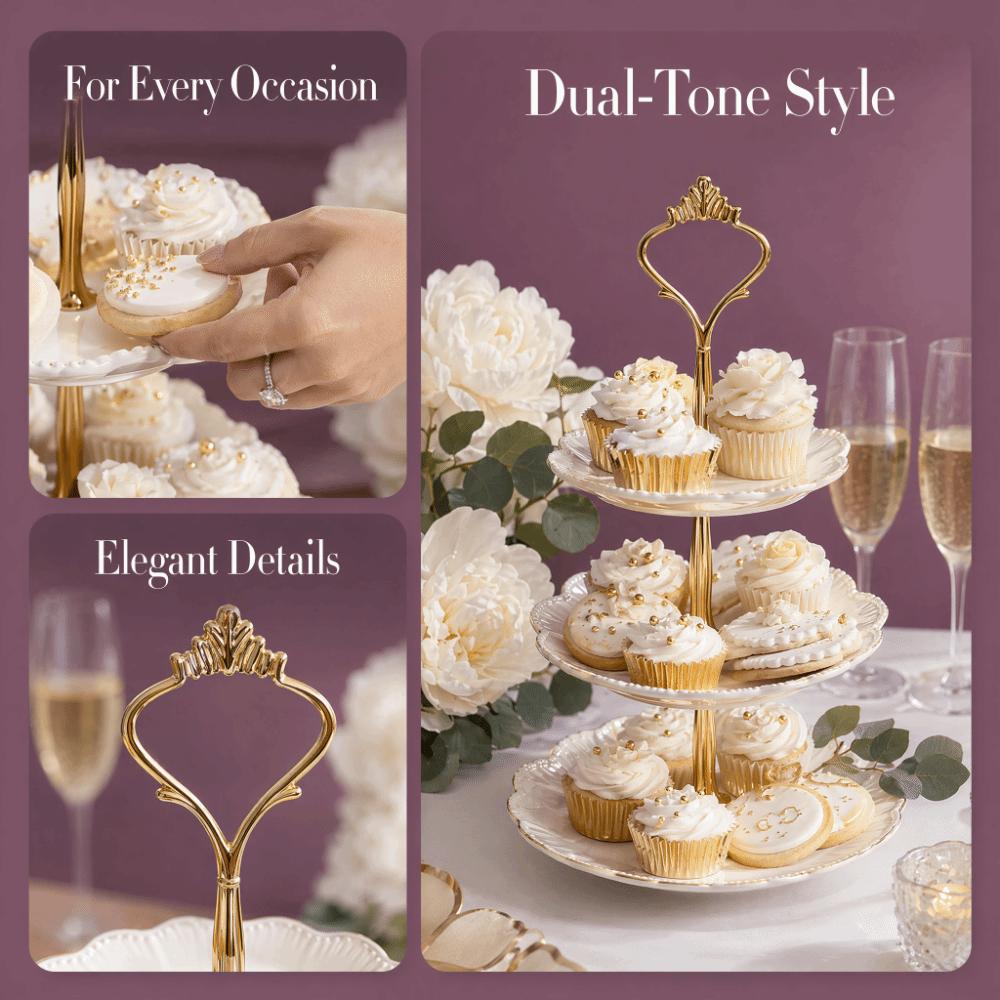 2 Tiers 3 Tier Cupcake Display Holder Zinc Alloy Tiered Fruit Plate Cake Stands Dessert Display
