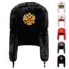 Plush Lei Feng Hat Double Headed Eagle Emblem Decoration Bomber Hats Outdoor Warm Pilot Cap Winter Caps