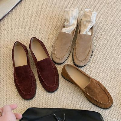 Супермягкие лоферы из овчины на толстой подошве женские из натуральной кожи ретро не устают ноги мягкая подошва одинарная обувь на одном педале ленивые маленькие кожаные туфли