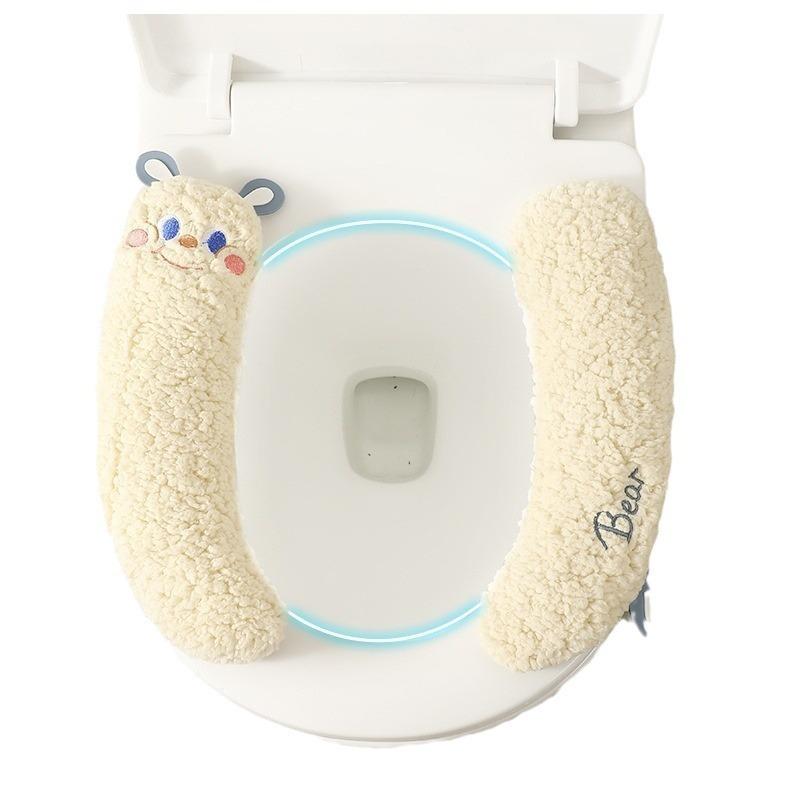 1 шт. мультяшный стиль пасты утолщенный чехол для сиденья унитаза коврик зимний теплый мягкий моющийся коврик чехол для сиденья чехол для биде аксессуары для ванной комнаты