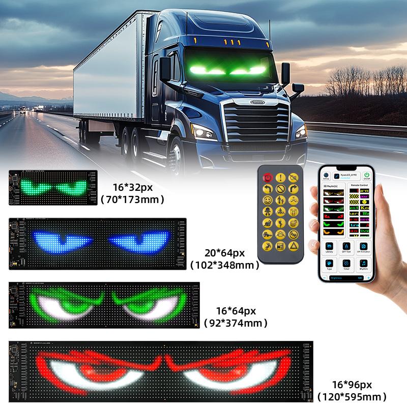 2PCS LED Devil Eye Light for Car Truck Windshield Animated LED Matrix Panel Sign Flexible Programmable Digital Display Light APP