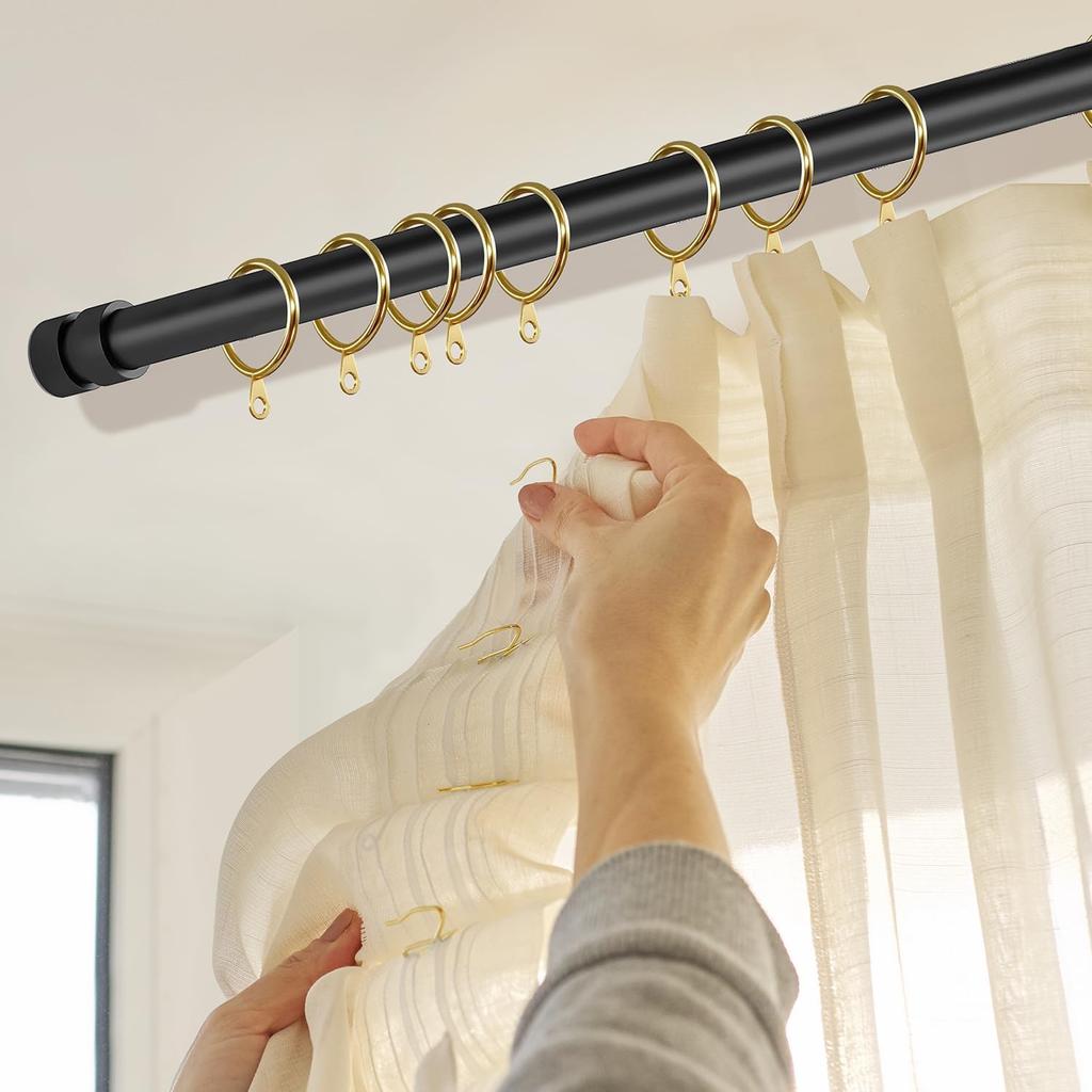 20 Packs Gold Curtain Rings and Shower Curtain Hooks Set, 30mm/1.18 Inch Internal Diameter Metal Drapery Pin Hooks for Window Door Drapes (Gold)