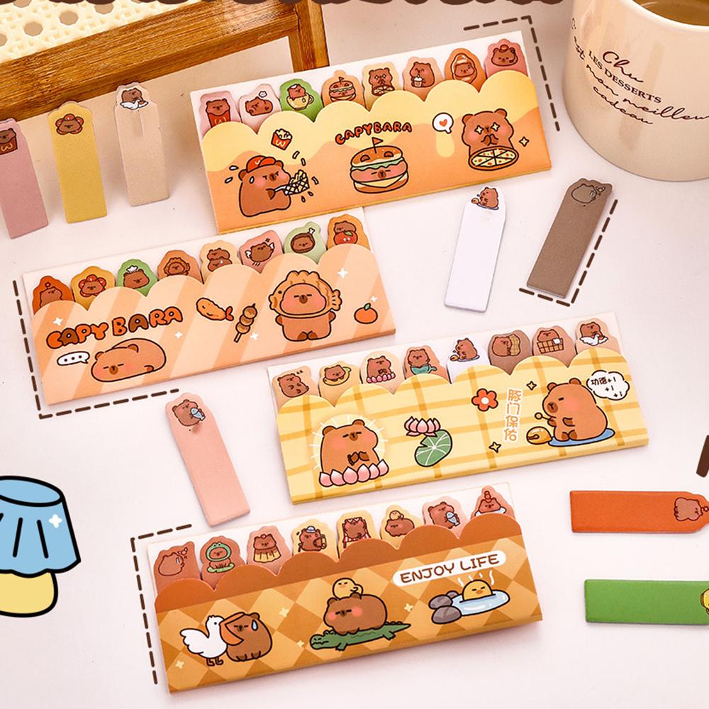 1 Piece Kawaii Stationery Kapibala Cartoon Marker Memo Pad Capybara Bookmark Flags Index Tab Sticky Notes Stickers