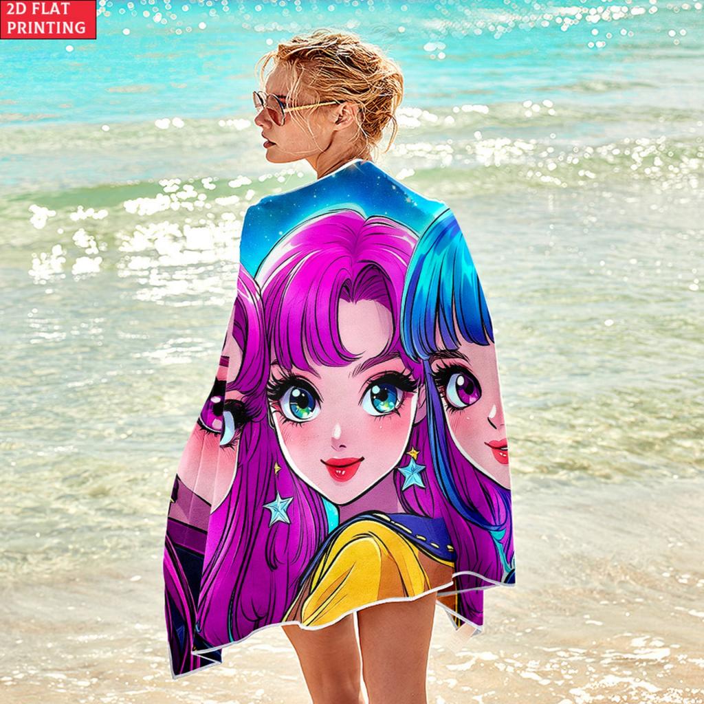 2D плоское 1 шт. K-pop Комбинация Пляжное полотенце - Мягкое, Ультрапоглощающее Микроволокно, Легкое, Идеально для пляжа