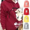 Women Spring Hoodie with Cat Nest Cartoon Print Big Zipper Pocket Hooded Long Sleeves Keep Warm Pullover Elastic Cuff Lady Hoodie Women Garment