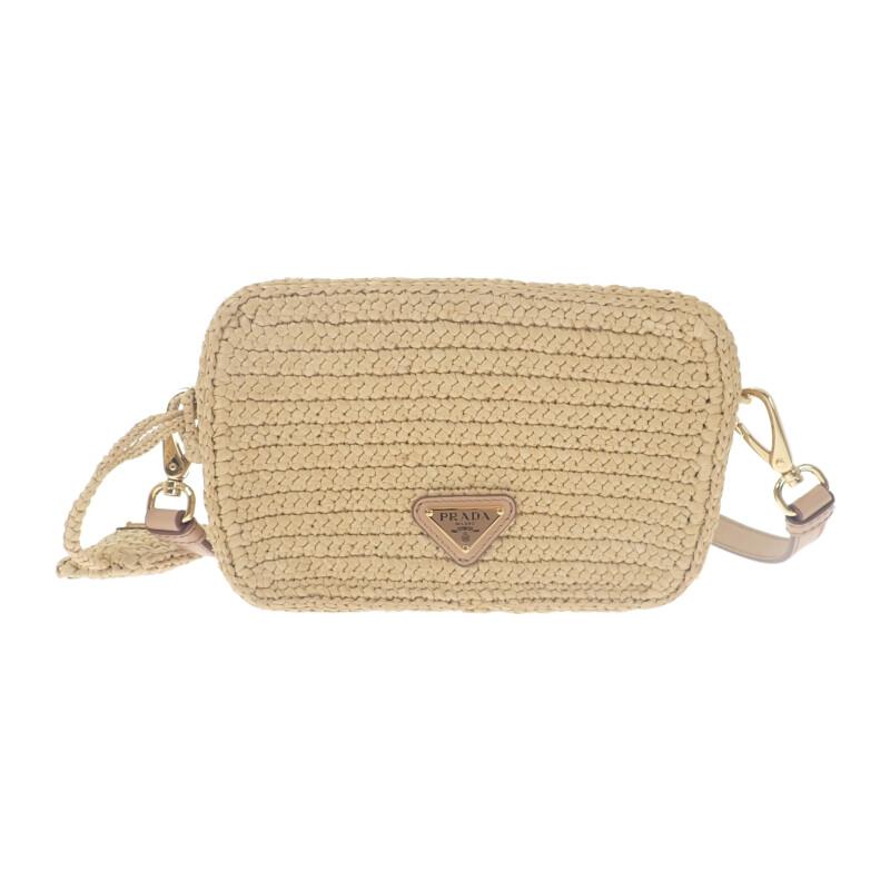 PRADA  1BH196 Shoulder Bag beige/natural Raffia/leather Women