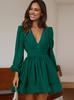 Polyester Pleated Dress With Ruffle Details For Elegant Office Wear