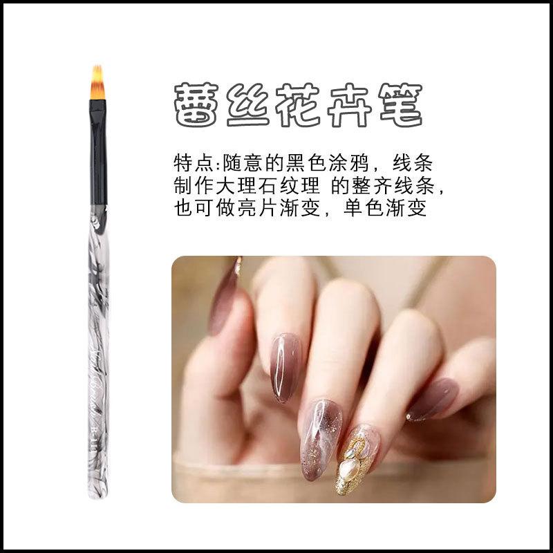 Dyeing Nail Pen Set Ink Color Acrylic Handle Nylon Nail Art Pen Manicure Brush Tools 12pcs/set