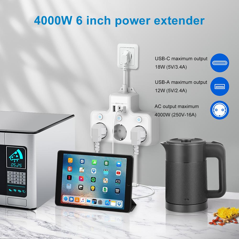 Удлинитель европейского стандарта, многофункциональная розетка, защита от перенапряжения, черная розетка, белая розетка, проводная розетка, 3 гнезда, 3 USB-порта для быстрой зарядки