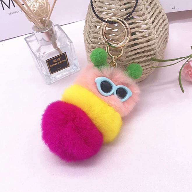 Кролик Рекс красочная гусеница плюшевая сумка кулон брелок креативный милый женский норковый ювелирный подарок