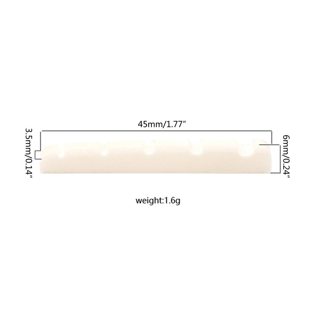 Pre-Slotted Bass Nuts Real Slotted Bone Nut Saddle for 5 String Bass Electric, Acoustic, Classical Guitar Durable