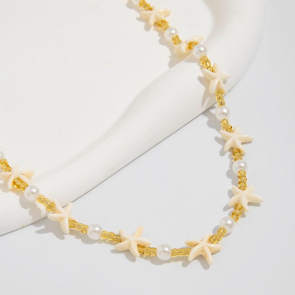 Регулируемый чокер из искусственного жемчуга белый готический чокер цепочка на ключицу винтажное бохо ожерелье с морской звездой украшения
