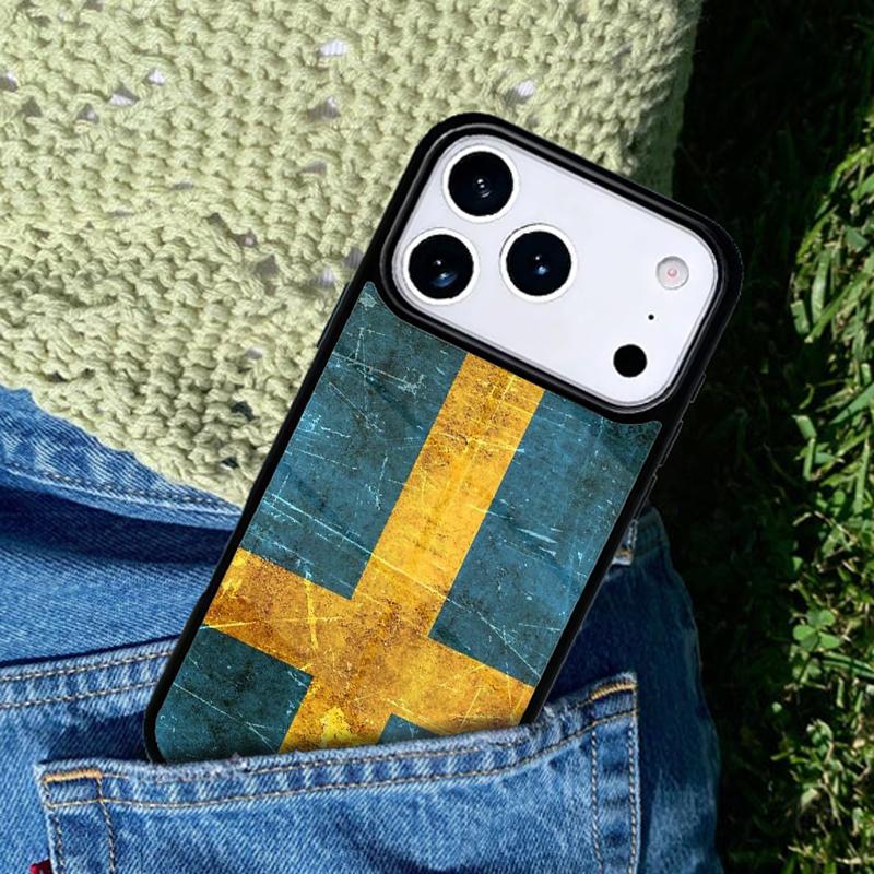 Чехол для телефона с флагом Швеции для iPhone 17 AIR 16 Pro Max 15 14 Pro 11 12 13 Ударопрочный силиконовый чехол