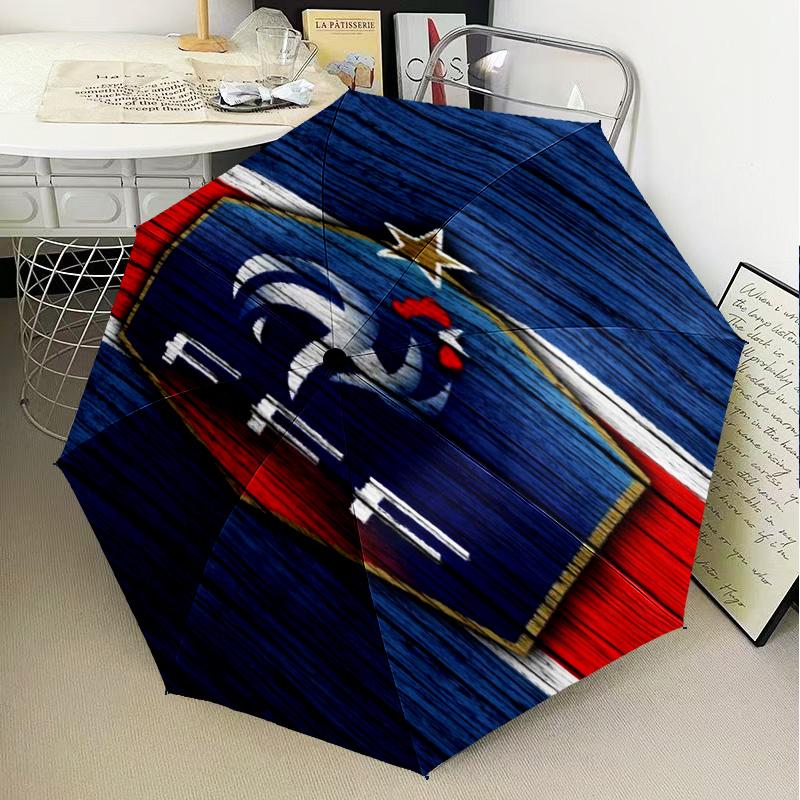 1PC France Soccer Club Emblem Printed Umbrella Folding umbrella, automatic umbrella 8-Frame for Travel, camping Fan gifts Christmas Gifts