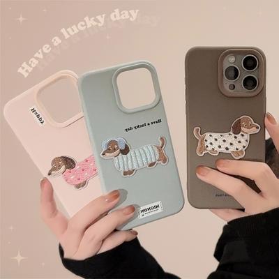 Ins Свитер Вышитый Щенок 15pro Max для Apple 16 Чехол для телефона 3D для IPhone 14 для 13 Силикон 17