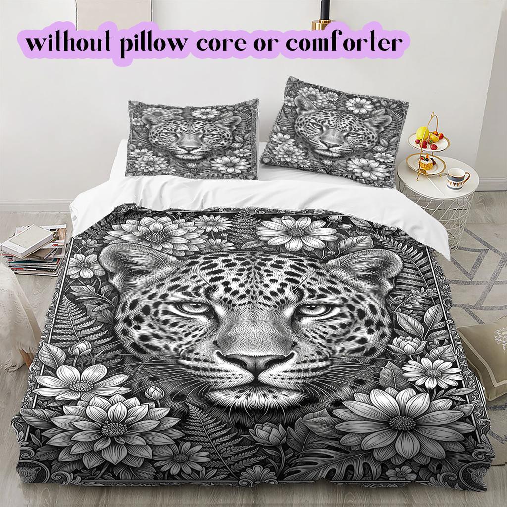 Black white animals Pattern Bedding,Quilt Set Quilt Cover Pillowcase Home Birthday Gift (1*duvet cover+2*pillowcase,without core)
