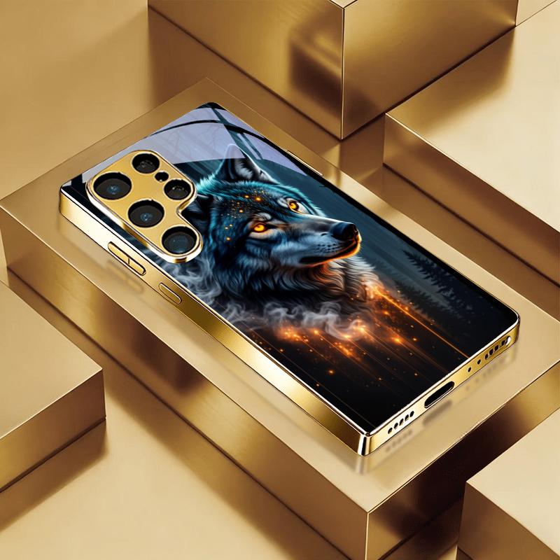 Золотой Чехол-Броневик Ember Forest Wolf для Samsung A23 A33 A53 A73 A14 A34 A54 A15 A35 A55 A06 A16 A36 32 Стеклянная Крышка