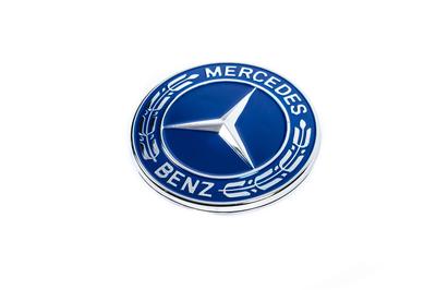 Заглушка вместо эмблемы на капот Mercedes (синяя, 57мм)