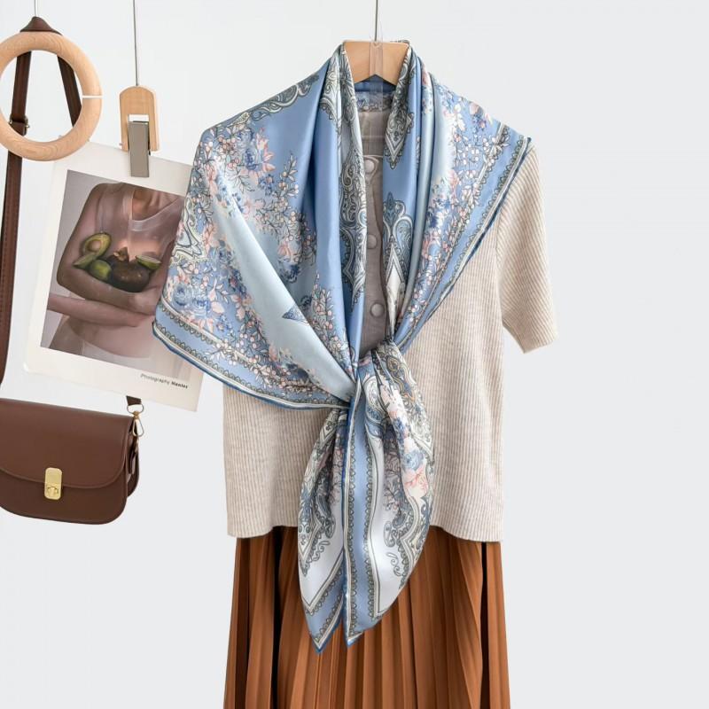 Womens Silk Scarf 110cm Large Square Shawl Air Conditioning Office Fashion Luxury