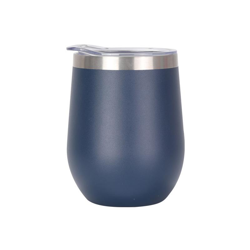 Custom 12oz Stainless Steel Double Layer Eggshell Insulated Vacuum Thermos Coffee Cup Outdoor Mini Egg Shaped Cup Mug with Lid