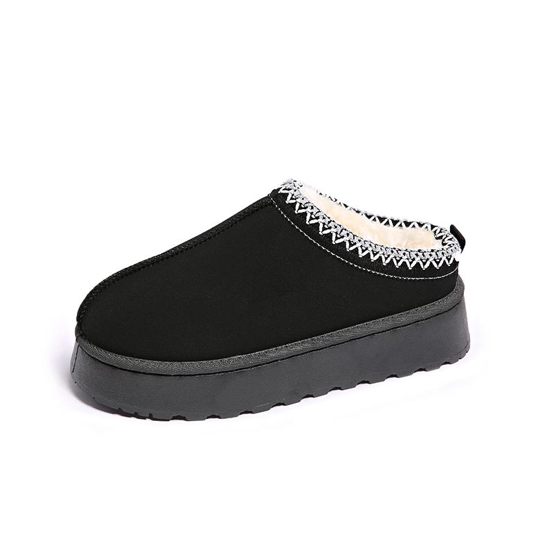 Зимние ботинки для женщин, новинка 2024 года, зимняя кашемировая теплая толстая подошва, без волос, полутапочки на каблуке, хлопковая женская обувь