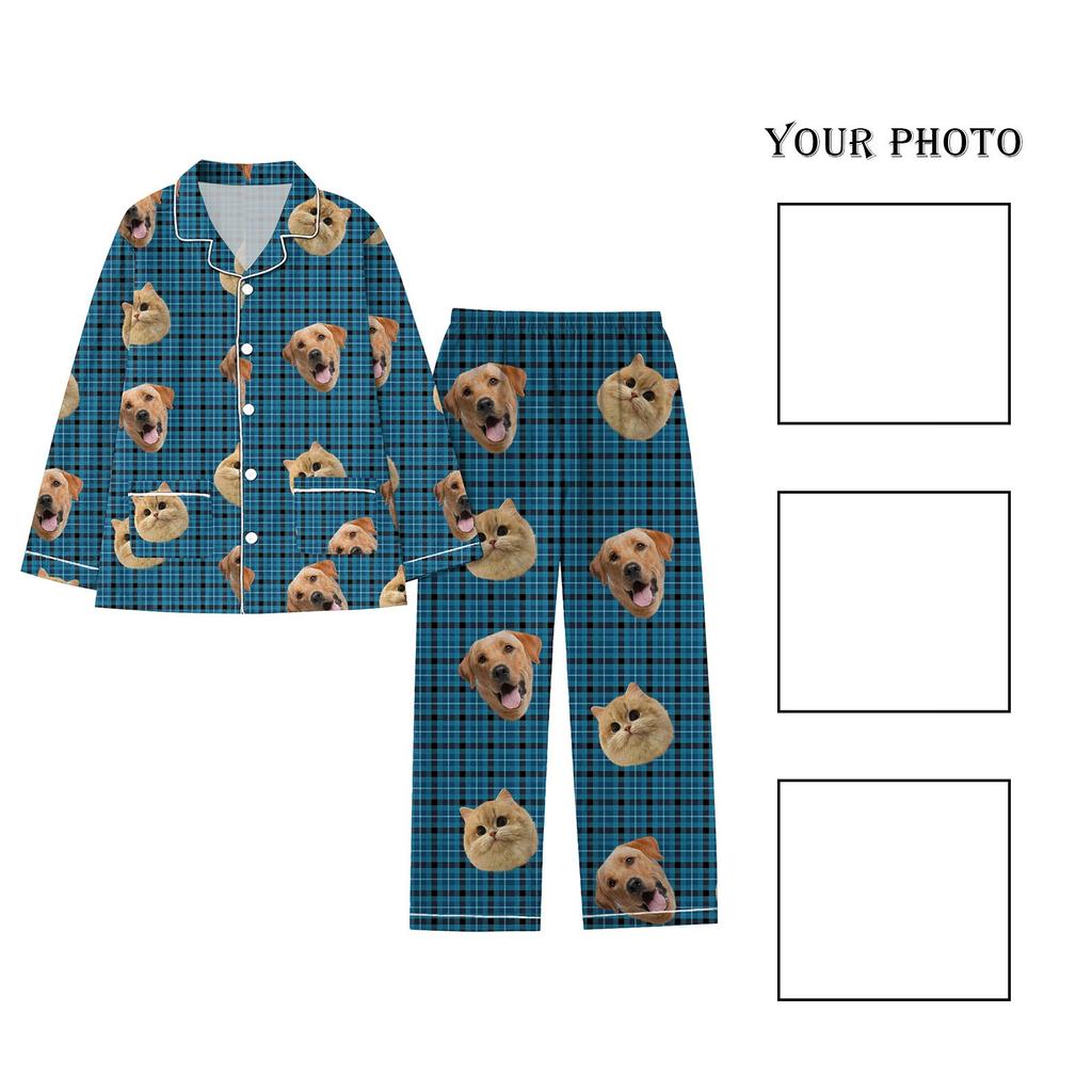 Персонализированные пижамы с лицами для мужчин и женщин, пижамы в подарок для семьи, мамы-кошки, мамы-собачки, индивидуальный рождественский комплект