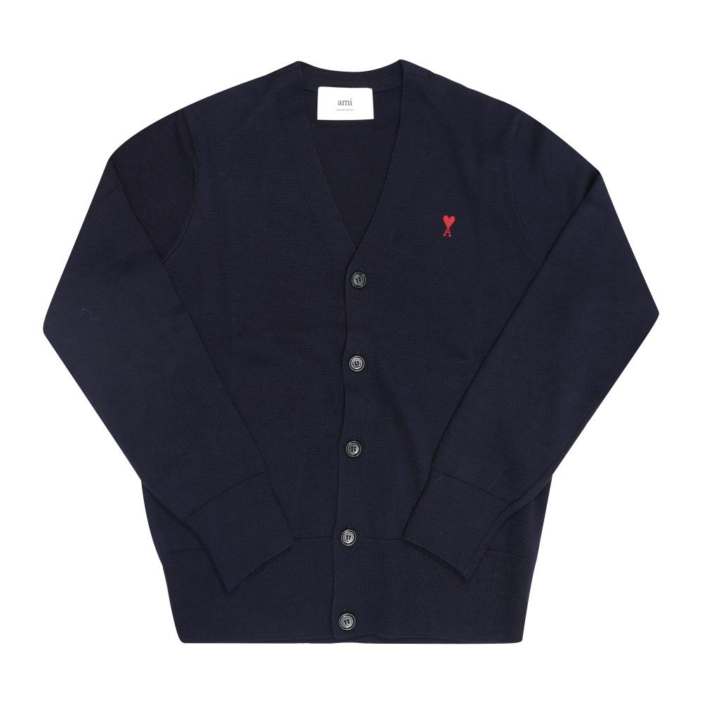 Ami Small Heart Logo V Neck Men S Cardigan Hkc361 001 414