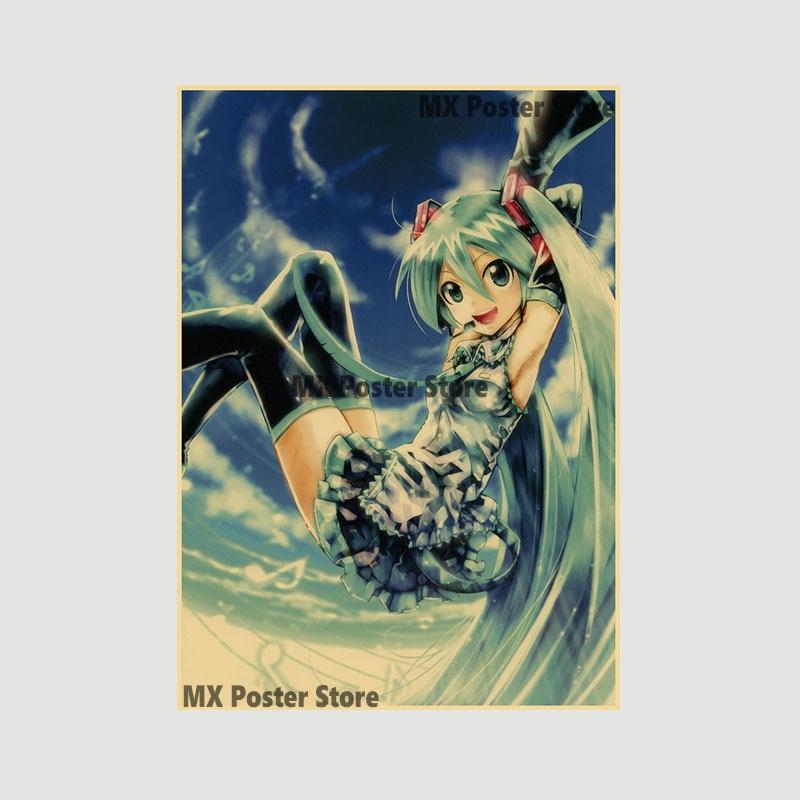 Аниме идол мультфильм певец Мику плакат HD печать крафт-бумага ретро настенные художественные фотографии спальня декоративная живопись домашний декор подарки